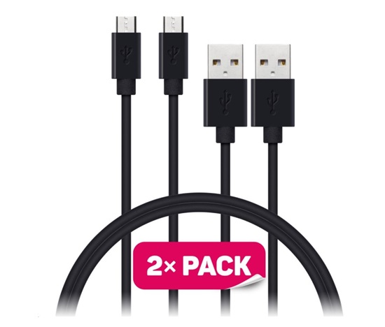 CONNECT IT Wirez Micro USB - USB, čierny, 1 m (2 ks v balení)