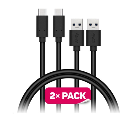 CONNECT IT Wirez USB-C (typ C) -> USB-A, USB 3.1 Gen 1, čierna, 1 m (2 ks v balení)