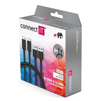 CONNECT IT Wirez USB-C (typ C) -> USB-A, USB 3.1 Gen 1, čierna, 1 m (2 ks v balení)