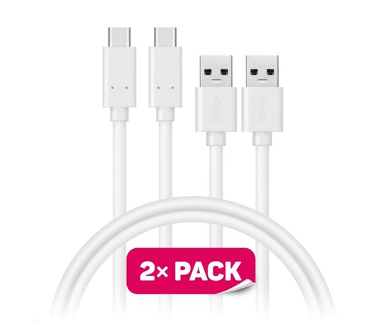 CONNECT IT Wirez USB-C (typ C) -> USB-A, USB 3.1 Gen 1, biely, 1 m (2 ks v balení)