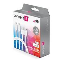 CONNECT IT Wirez USB-C (typ C) -> USB-A, USB 3.1 Gen 1, biely, 1 m (2 ks v balení)