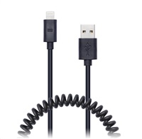 CONNECT IT Wirez Apple Lightning - špirálový flexibilný kábel USB, 1,2 m, čierny