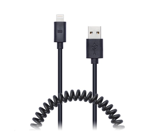 CONNECT IT Wirez Apple Lightning - špirálový flexibilný kábel USB, 1,2 m, čierny
