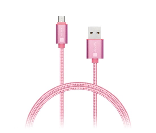 CONNECT IT Wirez Premium Metallic micro USB - USB, ružové zlato, 1 m