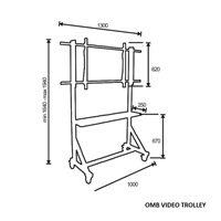 Profesionální vozík/stojan držák na televizory 55-100", pojezdová kolečka s brzdou, OMB VIDEO TROLLEY