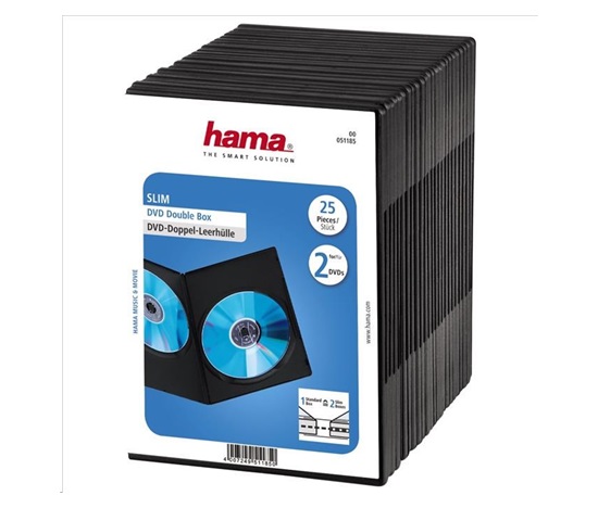 Hama DVD slimbox dvojitý, 25 ks, čierny