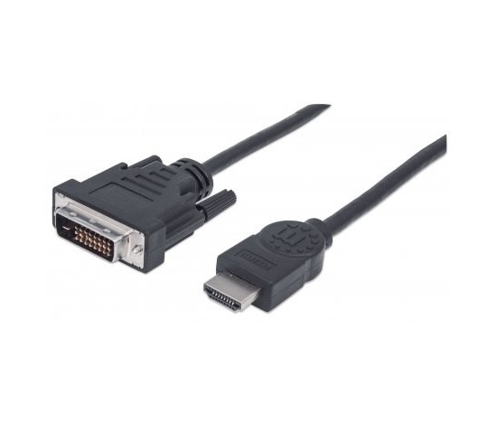 MANHATTAN HDMI samec na DVI-D 24+1 samec, dvojlinkové prepojenie, čierna farba, 1,8 m