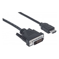 MANHATTAN HDMI samec na DVI-D 24+1 samec, dvojlinkové prepojenie, čierna farba, 1,8 m