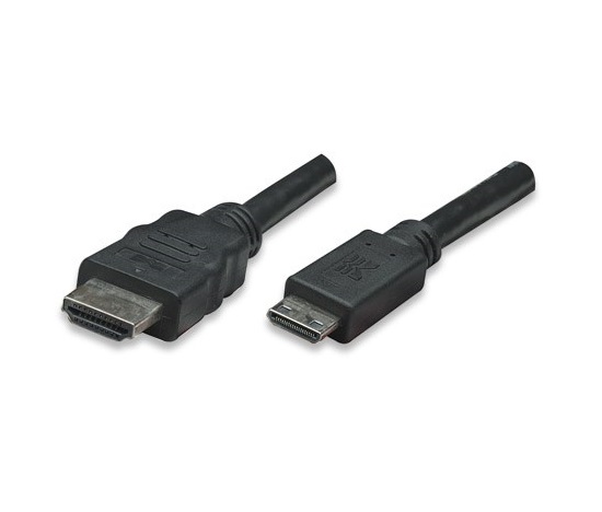 MANHATTAN Vysokorýchlostný kábel HDMI 3D, Mini HDMI Male to Male, tienený, čierny, 1,8 m