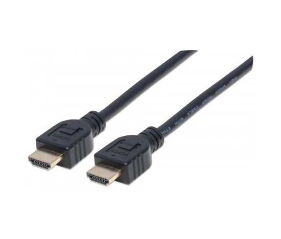 MANHATTAN Nástenný vysokorýchlostný kábel CL3 HDMI s Ethernetom, HEC, ARC, 3D, 4K, tienený, 2 m, čierny