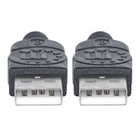 MANHATTAN USB kábel 2.0, typ A samec na typ A samec, 1 m, čierna