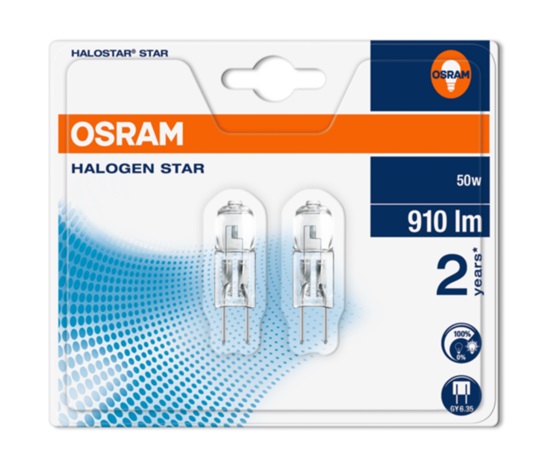 OSRAM Halogen Halostar Star  64440 ST 12V 50W  GY6,35 noDIM C Sklo 910lm 2700K 2000h (blistr 2ks)