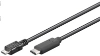 Kábel USB PREMIUMCORD 3.1 konektor C/male - USB 2.0 Micro-B/male, čierna, 0,6 m