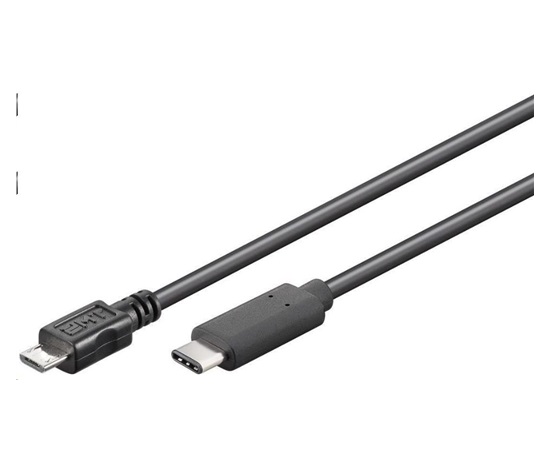 Kábel USB PREMIUMCORD 3.1 konektor C/male - USB 2.0 Micro-B/male, čierna, 0,6 m