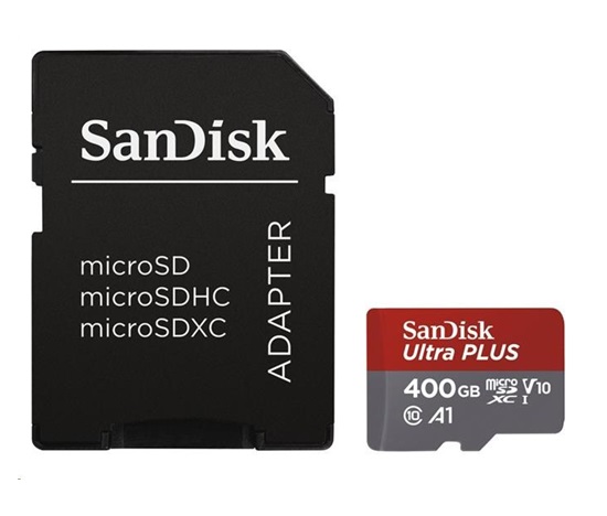Karta SanDisk MicroSDXC 400 GB Ultra (100 MB/s, A1 Class 10 UHS-I, Android) + adaptér