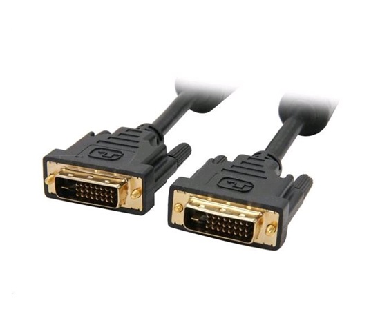 C-TECH DVI-DVI kábel, M/M, 1,8 m DVI-D, dvojlinkový, tienený