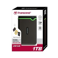 Externý pevný disk TRANSCEND 2,5" USB 3.1 StoreJet 25M3S, 1 TB, čierna (SATA, gumené puzdro, proti nárazom)