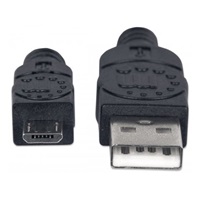 MANHATTAN Pripojovací kábel USB 2.0 A samec / Micro-B samec, 1.8 m, čierna