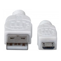 MANHATTAN Pripojovací kábel USB 2.0 A samec / Micro-B samec, 1.8 m, biela